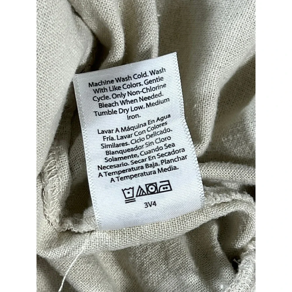 Time and Tru Womens Y2K Linen Blend Cargo Pants Beige Elastic Waist Size XL